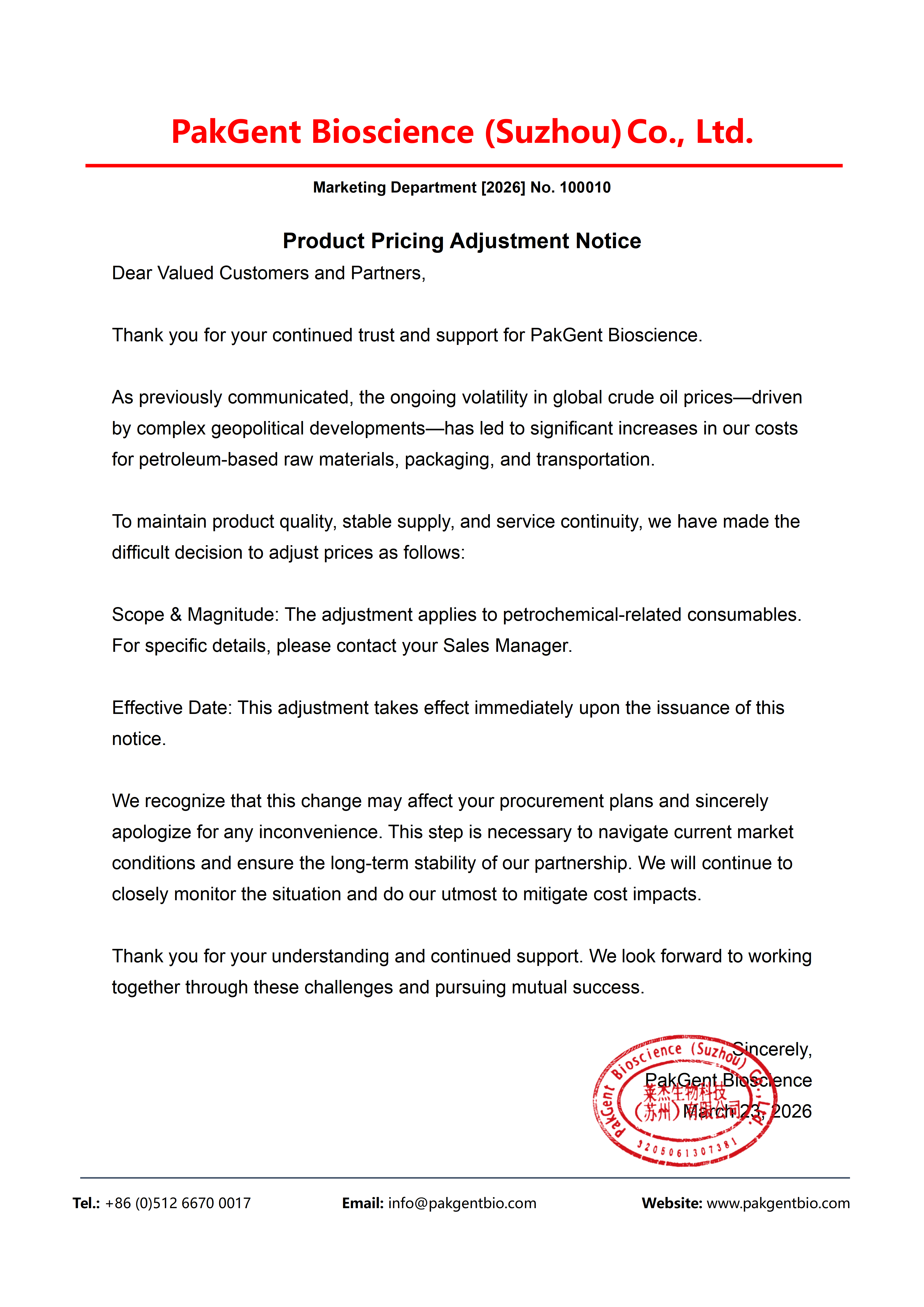 Notice Regarding Product Price Adjustment 260323-1_01